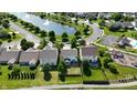 Residential neighborhood with backyards, a small pond, and curving roads, taken from above at 10773 Brighton Knoll S Pkwy, Noblesville, IN 46060