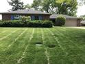 Exterior showcases a brick ranch-style home, lush green grass, and landscaping with blue shutter accents at 3619 31St St, Columbus, IN 47203