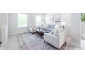 Bright living room with neutral tones, featuring plush seating, stylish decor, and ample natural light at 10075 Niagara Dr, Fishers, IN 46037
