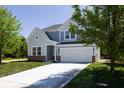 Beautiful two-story home with a two-car garage, complemented by a well-maintained front lawn at 19570 Forsythe Dr, Noblesville, IN 46060