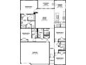 Detailed floor plan showcasing a spacious layout with four bedrooms, including a garage and covered patio at 5863 Handbell Ln, Greenwood, IN 46143