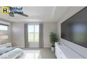 Spacious main bedroom with a ceiling fan, large windows with a view, and ample closet space at 19725 Highclere Lane, Sheridan, IN 46069