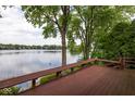 Expansive view of the lake from the deck, surrounded by lush trees and greenery at 3430 Bay Road South Dr, Indianapolis, IN 46240