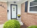 Close-up of brick home's front entrance with a white door and black accents at 641 Lawndale Dr, Plainfield, IN 46168