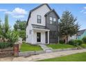 Modern two-story home featuring a black and white exterior and manicured lawn at 1231 Marlowe Ave, Indianapolis, IN 46202