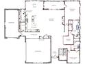 Detailed floor plan showcasing the layout, including the kitchen, rooms, and garage at 1713 Deer Creek Way, Columbus, IN 47201