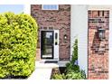 Charming brick and siding home with a black-framed glass front door and well-manicured landscaping at 10876 Trailwood Dr, Fishers, IN 46038