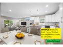 Open-concept living space featuring modern finishes, seamlessly integrating the kitchen and dining areas at 3354 Johns Way, Greenwood, IN 46143