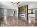 Open-concept living area featuring an electric fireplace at 953 W Clinton St, Danville, IN 46122
