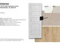 Riverside panel door with Ladera lever square matte black hardware, Whispers walls, and Delicate White trim at 1475 Old Hickory Ln, Westfield, IN 46074
