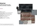 Exterior color selections with brick, gray siding, Timberline charcoal shingles, and Madison 1-Light Black lighting at 7346 Broadview Ln, McCordsville, IN 46055