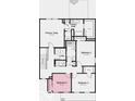 Upstairs floor plan featuring four bedrooms, two bathrooms, walk-in closets, and a centrally located laundry room at 1980 Black Oak Dr, Shelbyville, IN 46176