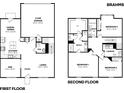 Detailed floor plan showcasing the layout of the first and second floors with labeled rooms and dimensions at 6162 Cascades Dr, Whitestown, IN 46075