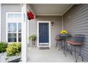 Welcoming front porch area featuring decorative plants, flower baskets, and a charming seating arrangement at 895 Geronimo Dr, Greenfield, IN 46140