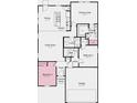 Detailed floor plan showcasing a spacious kitchen, three bedrooms, including a primary suite, and attached garage at 2008 Black Oak Dr, Shelbyville, IN 46176