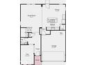 Layout featuring a great room, kitchen, dining area, flex room, powder room, storage, and garage at 4785 E Shadowbrook Dr, Camby, IN 46113