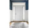 Bright entryway featuring a white door with sidelights, wood floors, and a patterned rug at 7824 Hedgehop Dr, Zionsville, IN 46077