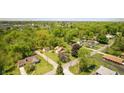 An aerial view of a quaint neighborhood showcasing tree-lined streets, houses, and community charm at 102 N Whitcomb Ave, Indianapolis, IN 46224