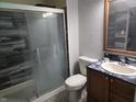 Bathroom showcasing a glass-enclosed shower, vanity with sink, and modern fixtures at 8810 Summer Walk E Dr, Indianapolis, IN 46227