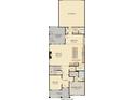 First floor layout featuring the kitchen, great room, study, bedroom, garage, and covered patio at 15344 Cardonia Rd, Fishers, IN 46037