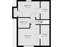 Floorplan shows the layout of the bedroom, bathroom, hallway, and closet in the home at 1947 N Parker Ave, Indianapolis, IN 46218