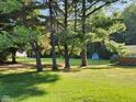 Backyard with lush green grass and several mature trees providing ample shade and privacy from neighboring homes at 10307 Orchard Park S Dr, Carmel, IN 46280