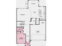 Layout of the first floor including great room, kitchen, dining, guest bedroom and garage at 1088 Bevy Blvd, Danville, IN 46122