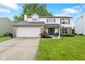 Charming two-story home with attached two-car garage, lush lawn, brick accents and manicured landscaping at 12524 Trophy Dr, Fishers, IN 46038