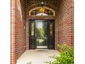 Elegant front entry featuring a stylish door, transom window, and brick surround at 12539 Pebblepointe Pass, Carmel, IN 46033