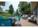 Inviting outdoor deck featuring a dining table with chairs and comfortable lounge seating at 13911 Naples Dr, Fishers, IN 46038