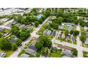 Overhead shot of a quiet residential neighborhood featuring lush green trees at 3106 N Harding St, Indianapolis, IN 46208