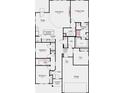 Detailed floor plan showcasing a spacious layout with open kitchen, great room, primary suite, and flex space at 469 Hidden Hills Way, Pittsboro, IN 46167