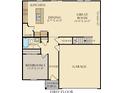 First floor layout showing kitchen, dining area, great room, bath, bedroom, foyer, covered porch, and garage at 2948 Woods Edge Dr, Greenwood, IN 46143