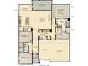 A detailed first floor plan showcasing the layout of the home including bedrooms, kitchen and main suite at 9352 Corbett Dr, McCordsville, IN 46055