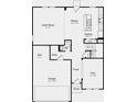 Detailed floor plan showcasing the layout of the first floor with kitchen, great room and flex space at 1961 Black Oak Dr, Shelbyville, IN 46176