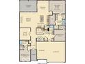 Layout of the floorplan that shows the kitchen, bathroom, living room, bedrooms and garage at 9351 Abner St, McCordsville, IN 46055