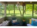 Relaxing screened-in porch with outdoor seating and views of the expansive backyard at 10501 Greenway Dr, Fishers, IN 46037