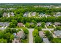 Residential neighborhood surrounded by lush trees, with varied house styles and a pond at 14274 Matt St, Carmel, IN 46033