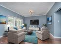 Bright living room with stylish furniture, a large window, and a modern entertainment center at 4325 Norwaldo Ave, Indianapolis, IN 46205