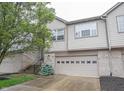 Pleasant townhome with attached garage, brick and neutral siding, and mature landscaping at 9117 Thoreau Ct, Fishers, IN 46037