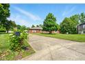 This single Gathering home features a well-manicured lawn and a long driveway at 564 Penright Ct, Indianapolis, IN 46217
