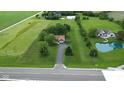 Spacious lot featuring lush green space, charming brick home, pond, and inground pool at 22620 Lamong Rd, Sheridan, IN 46069