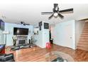 Open-concept living area features modern accents, and a stylish fireplace at 6553 Black Antler Dr, Indianapolis, IN 46217