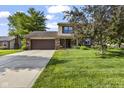 Charming two-story home featuring a brick and vinyl exterior, lush landscaping, and an attached two-car garage at 5325 Ridge Hill Way, Avon, IN 46123