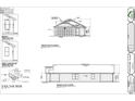 Detailed front elevation of a house plan, showcasing dimensions and trim, and construction specifications at 1073 Fuller Ln, Shelbyville, IN 46176