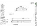 Detailed rear elevation of a house plan, showcasing dimensions and trim, and construction specifications at 1073 Fuller Ln, Shelbyville, IN 46176