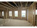An unfinished living room featuring framing, visible studs, and multiple windows under construction at 4947 Amber Crest Dr, Brownsburg, IN 46112