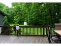 View from deck shows mature trees, lush lawn, shed, and garden at 6190 Red Day Rd, Martinsville, IN 46151