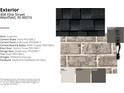 Exterior color palette featuring Graymoor brick, Timberline Charcoal shingles, and Stone's Throw accents at 404 Elite St # 2-605, Westfield, IN 46074