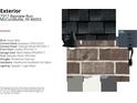 Exterior color palette featuring brick, stone, cement plank, and roofing shingles at 7317 Bayview Run, McCordsville, IN 46055